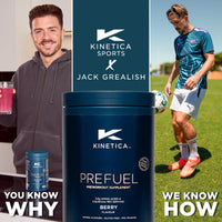 Kinetica Sports Prefuel Pre Workout -Berry Flavour | 5.8g Amino Acids Blend, 2.25g BCAA's & 94mg Caffeine/Serve, 30 Servings/300g| With Essential Vitamins, Minerals|Supports Performance & Energy Boost