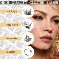 QUEWEL Individual Lashes 72 Pcs DIY Cluster Eyelashes C Curl 8mm Mega Matte Eyelashes Individual Volume False ELashes Soft & Light For Home Use(Flufy-C-8mm)