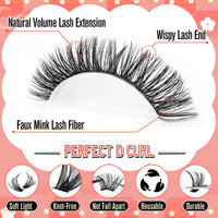 calphdiar Cluster Lashes 30D+40D+50D+60D Individual Eyelashes 480PCS Wispy Lashes Individual Cluster D Curl Eyelash Extensions 8-18MM Natural Volume Eyelash Clusters DIY Lash Extension for Beginners