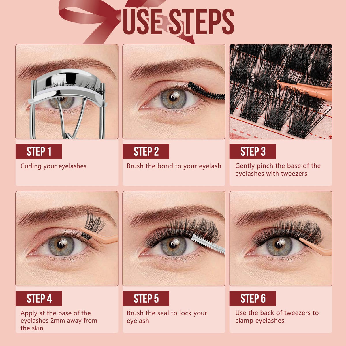 Higu clace Higu Clayse Lash Clusters Kit - DIY Lash Extensions Kit with D Curl 10-18mm Lashes, Individual Clusters and Applicator for Beginners