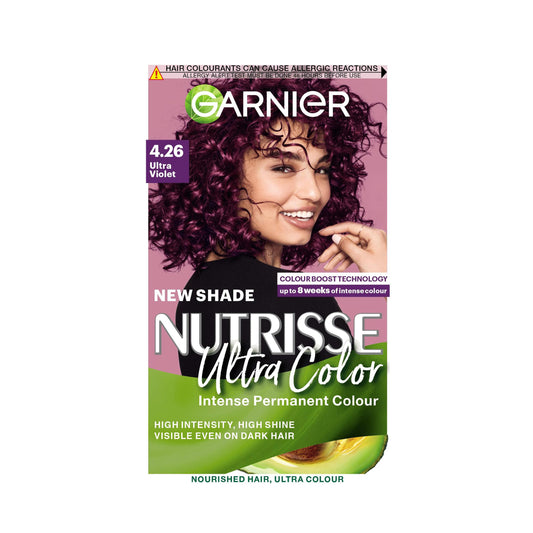 Garnier Nutrisse Ultra Color, Permanent Hair Dye, Intense Colour, For All Hair Types, 4.26 Ultra Violet