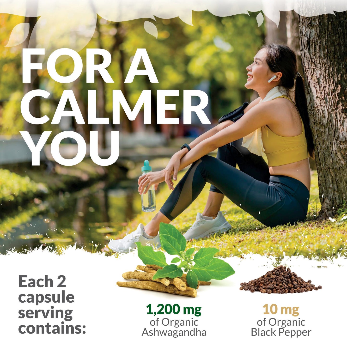 Organic Ashwagandha KSM-66® 1200mg - 180 Vegan Capsules not Tablets - High Strength Ashwaganda Root Extract with Organic Black Pepper - Made in The UK - Nu U Nutrition