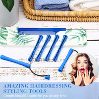WILLBOND 36 Pieces Cold Wave Rod Hair Perm Rods Hair Rollers Perming Rods Curlers with Steel Rat Tail Comb for Hairdressing Styling (Blue, 0.35 Inch)