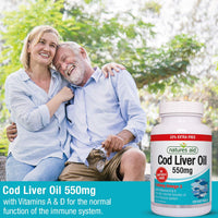 natures aid Natures Aid Cod Liver Oil 550 mg 120 Softgel Capsules (Providing 120 mg Omega-3, with Vitamins A and D, For The Normal Function of the Immune System, Purity Guaranteed, Made in the UK)
