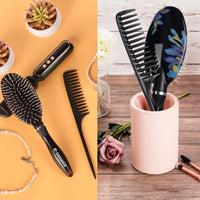 Hair Brush, Sosoon Boar Bristle Hair Brushes for Women Men Kids Thick Curly Dry Wet Hair, Smoothing Detangling Hairbrush Adds Shine and Improves Hair Texture with Hair Comb (Black)