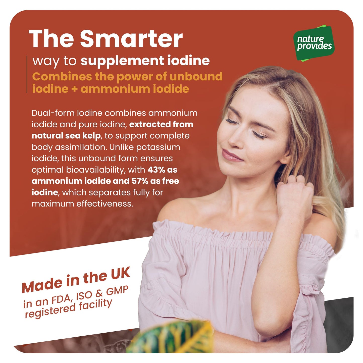 Nature Provides Natural Dual-Form Iodine : 100% Free and Unbound Iodine/Iodide Supplement. 675mcg (30ml) for Energy, Mood & Metabolism. Made in The UK.