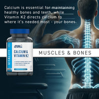 Applied Nutrition – Calcium & Vitamin K2 – Dual Action Formula – Best Bone Support – Best Muscle Function – High Absorption & Bioavailability – (60 Capsules – 30 Servings)