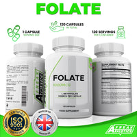 Freak Athletics Folate 1000mcg (L-Methylfolate) 120 Capsules, 5-MTHF Active Form of Folic Acid/Vitamin B9