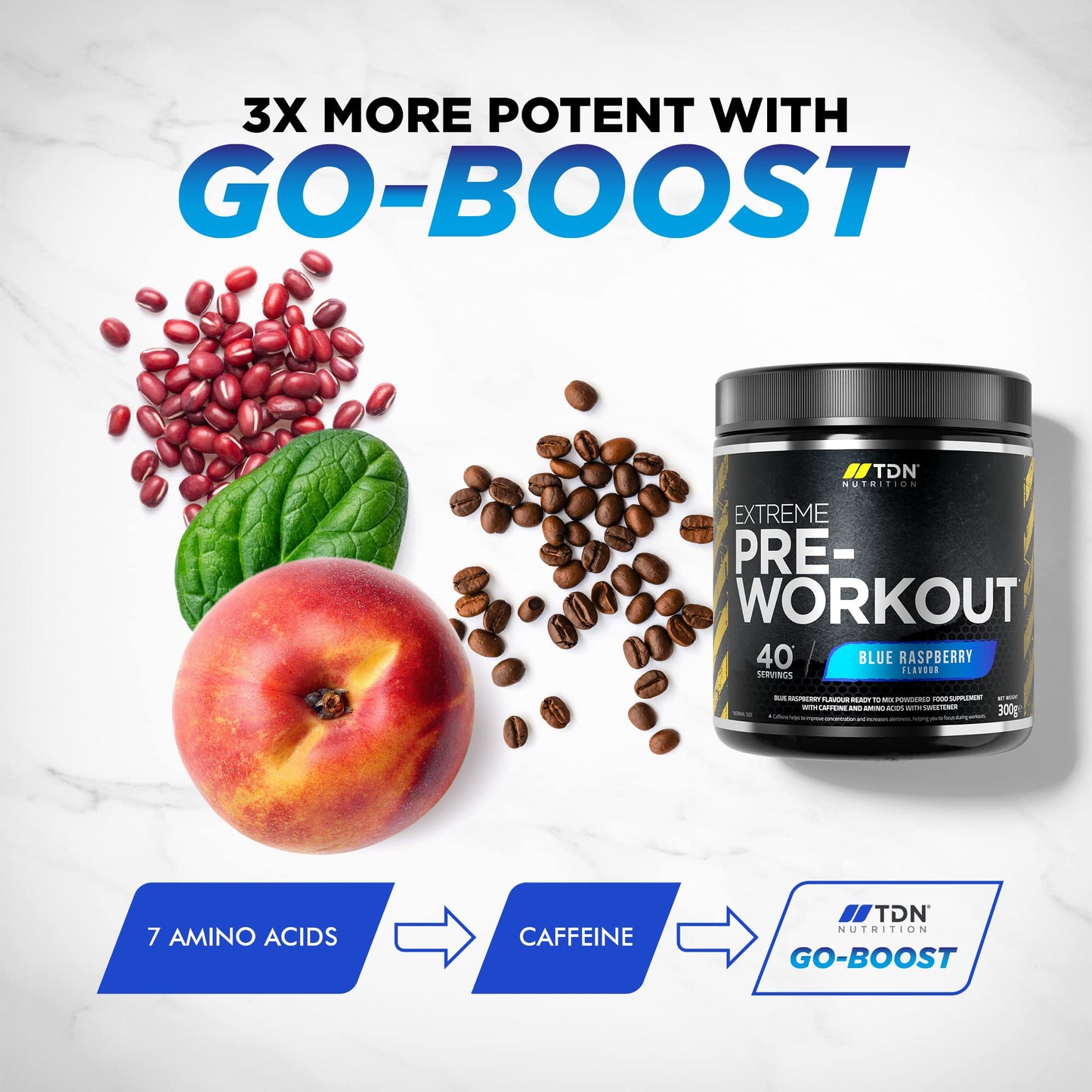 TDN Pre Workout Supplement - Extreme Pre Workout Powder - 40 Servings - UK Made Premium preworkout Drink with beta-Alanine, Taurine, L-Isoleucine, D-aspartic Acid, L-valine, Caffeine