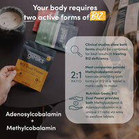 Nutrition Geeks Vitamin B12 Tablets High Strength - 1 Year Supply (365 Tablets) - 1000mcg Dual Power B12 Vitamin Complex with Methylcobalamin & Adenosylcobalamin - Vegan Supplement - (Packaging Design May Vary)
