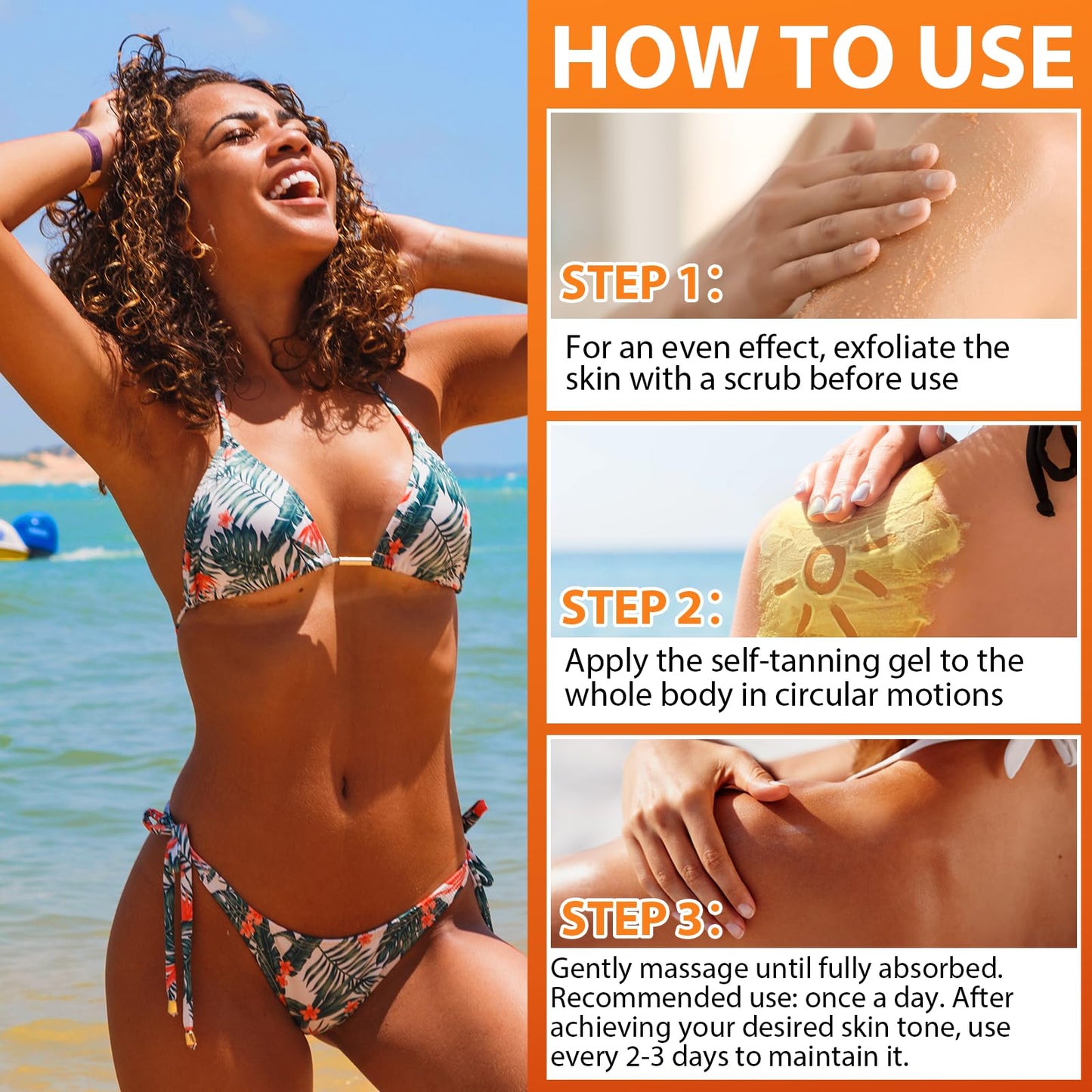 MXCZBSM 150ml Dark Tan Accelerator Cream - Fast-Acting Self Tanning Gel with Carrot & Olive Oils | Hydrating Sun-Kissed Glow for All Skin Types | Vegan & Cruelty-Free