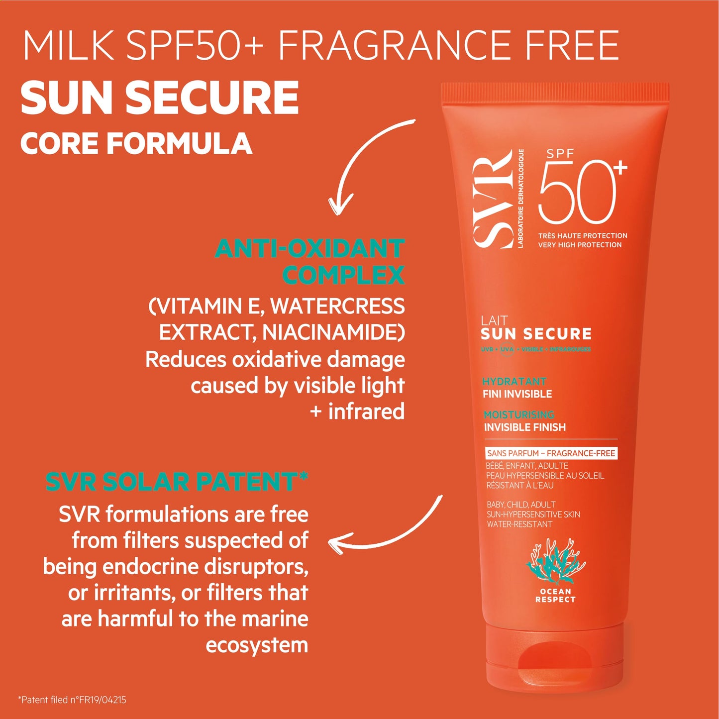 SVR SUN SECURE Face & Body Sunscreen SPF 50+ Milk for All Skin Types, Very High UVA/UVB Factor 50 Sun Cream, Non-Greasy, Reef-Safe, All Ages, 250ml