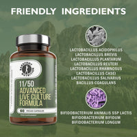 Barefoot Nutrition - Advanced Live Culture Formula, With 11 Key Strains at 50 Billion CFU per Capsule, High Strength Probiotic Supplement, Supports Gut Health, 60 Vegan Capsules