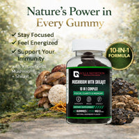 Aclla Nutrition Aclla Mushroom Gummies with Shilajit – 10-in-1 Complex with Lion’s Mane, Reishi, Chaga & More – 2500mg – Brain, Energy & Immune Support – Vegan, Low Sugar, Non-GMO – 60 Raspberry Flavour