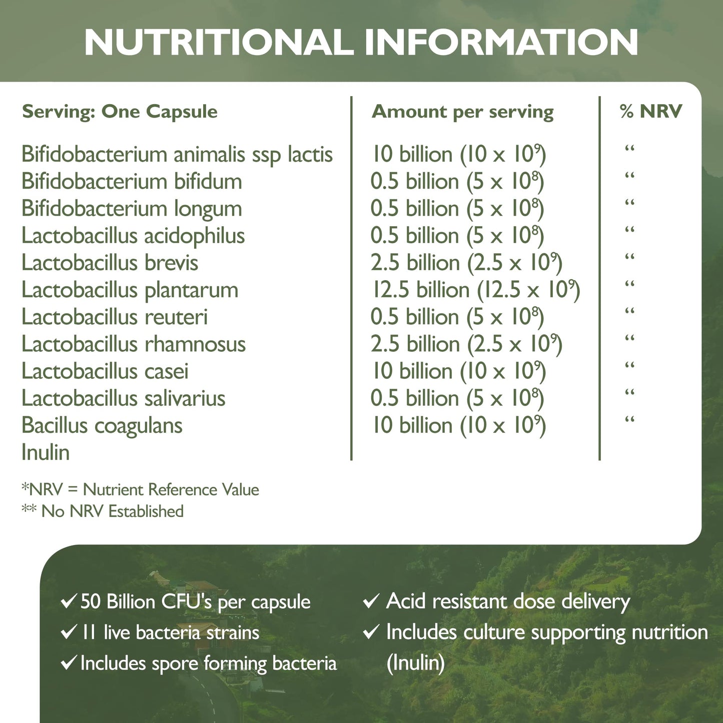 Barefoot Nutrition - Advanced Live Culture Formula, With 11 Key Strains at 50 Billion CFU per Capsule, High Strength Probiotic Supplement, Supports Gut Health, 60 Vegan Capsules