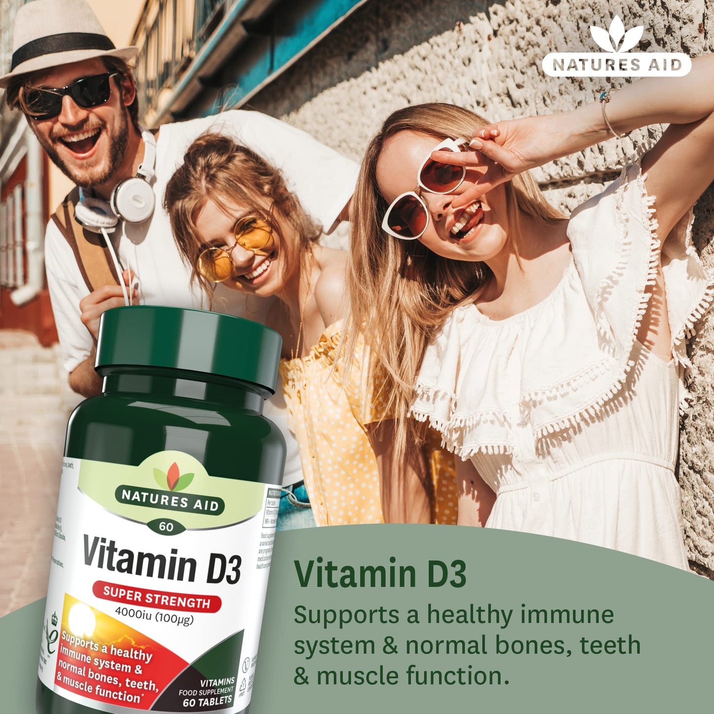 Natures Aid Super Strength Vitamin D3 4000iu, 60 Tablets