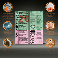 DERMASUN 20% Liposomal Vitamin C (Magnesium Ascorbyl Phosphate) + 1% Arbutin & 1.5% Hyaluronic Acid Moisturising Cream Eye & Face Serum - Anti-Ageing Fatigue Against Stains, Wrinkles & Dark Circles