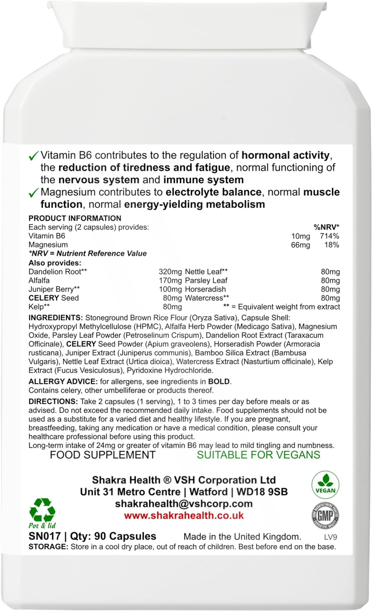Shakra Health Fluid Flush | Natural & Gentle Water Release Tablets, 90 Capsules. Hormonal, Electrolyte & Fluid Maintenance Blend.