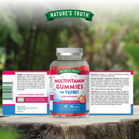 Nature's Truth Multivitamins for Teens - 60 Vegan Gummies - 14 Key Nutrients - Natural Strawberry Flavour