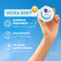 NIVEA Soft Moisturising Cream (500ml), 48H Face Moisturiser for Face, Body and Hands with Vitamin E and Jojoba Oil, Hand Lotion Moisturises Deeply, Vegan Formula Day Cream