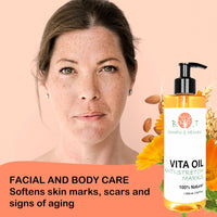 B.O.T cosmetic & wellness Vita Oil Anti-Stretch Marks: Pregnancy Stripes, Body Firming Oil, Tackles Skin Sagging by 87%, Enhances Skin Appearance, Elasticity Booster (Almonds, Vitamins A & E) - 200 ml