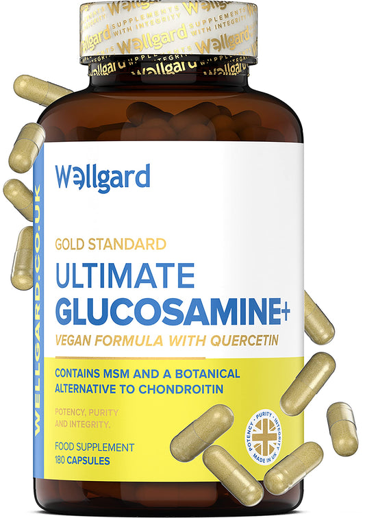 Vegan Glucosamine Phytodroitin by Wellgard - Quercetin, MSM, Botanical Alternative to Chondroitin (Phytodroitin), Ginger Extract, Extract, Rosehip, Made in UK