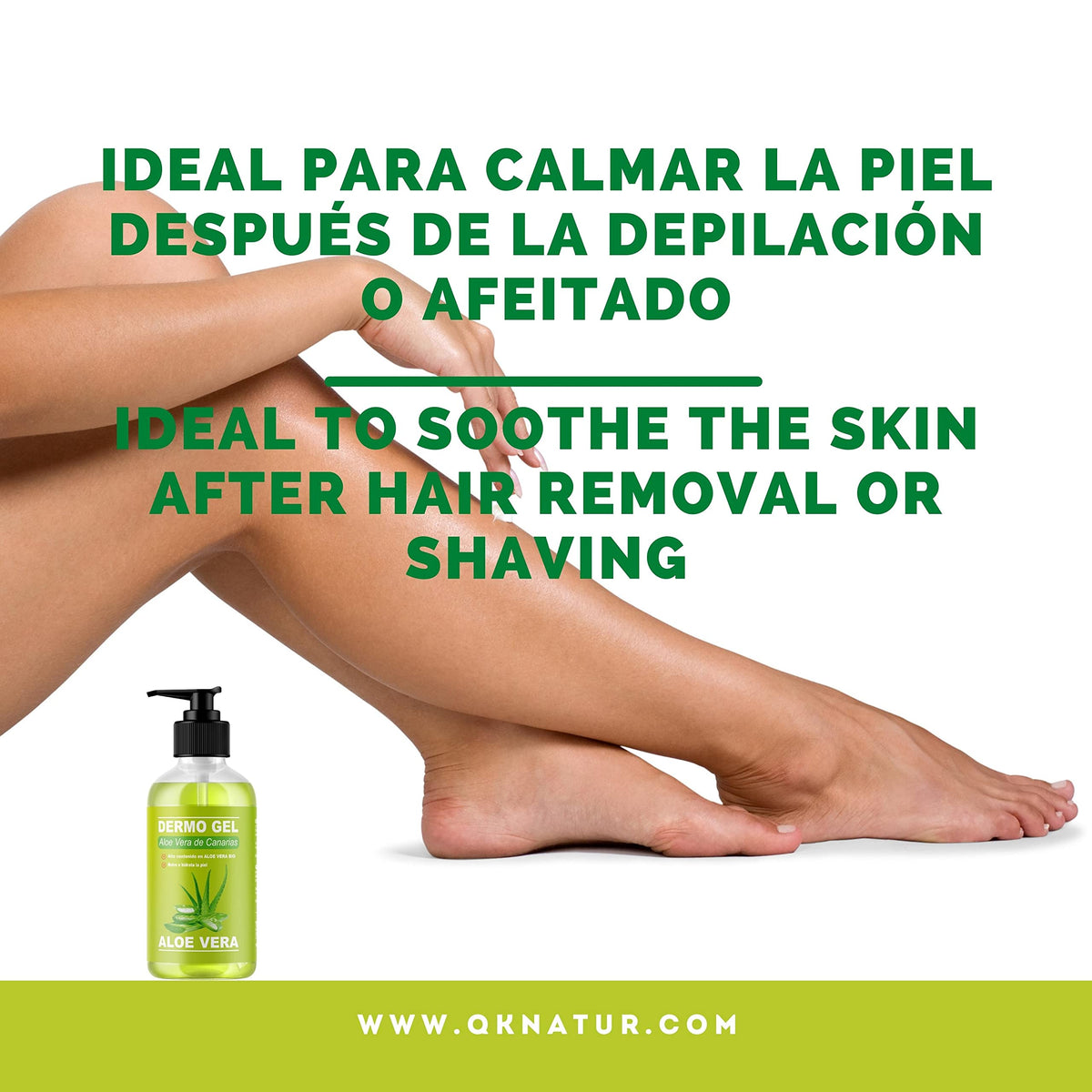 QKnatur - DERMO GEL ALOE VERA FROM THE CANARY ISLANDS BIO - Soothing effect, nourishes and moisturizes the skin. Natural face and body hydration (250 ml)