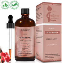 intelligent cosmetics 50ML Rosehip Oil 100% Cold Pressed Pure Certified Organic Oil, Best Known Facial Oil with Vitamin E, Vitamin C, B-carotene and a Form of Vitamin A