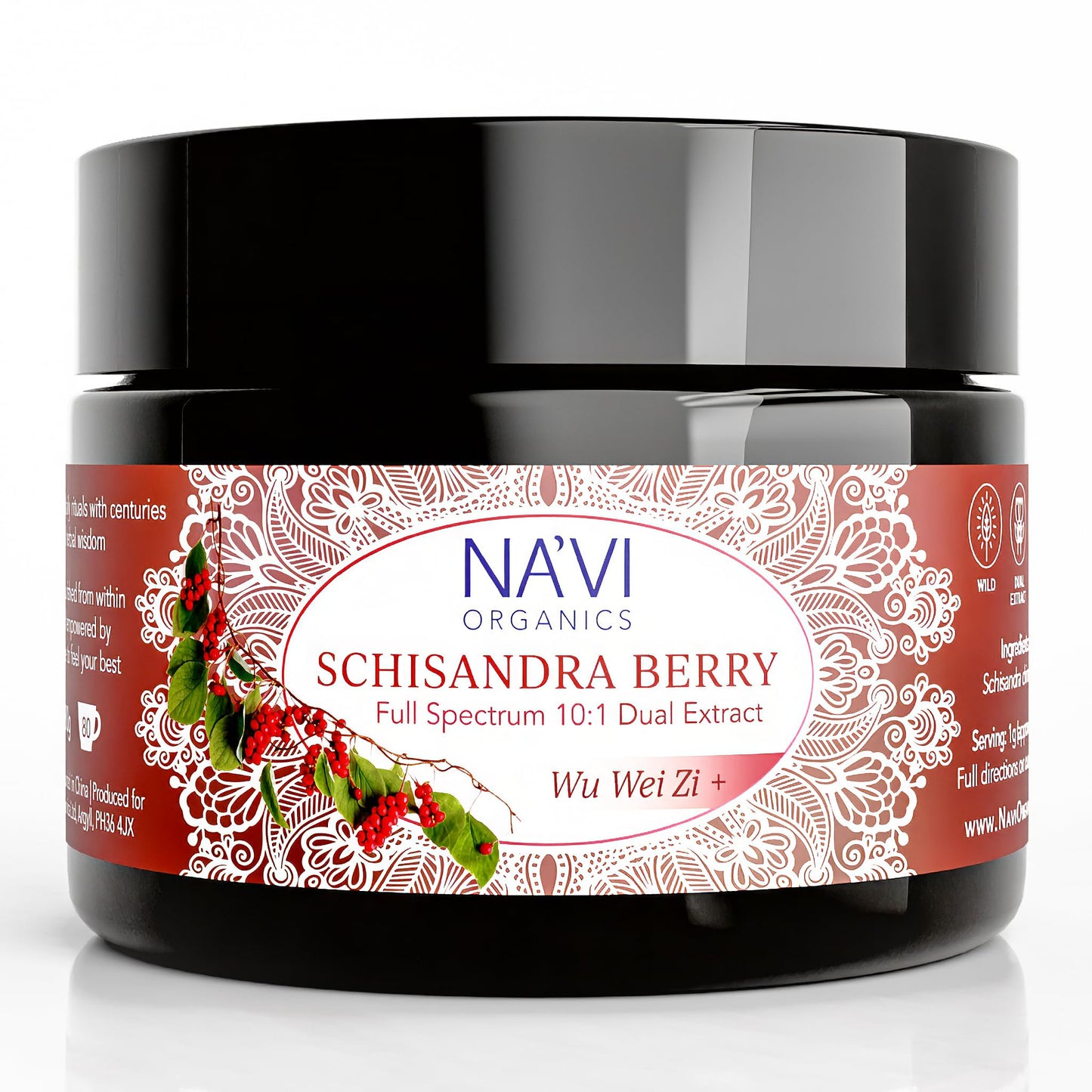 Na'vi Organics Full Spectrum Schisandra Herb Extract Powder 80g | Dual Extraction Schisandra Organic Berry Powder for Tea, Smoothies & Herbal Blends | Schisandra Supplement Powder for Daily Use