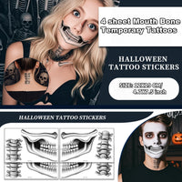 Lekabee skeleton mouth temporary tattoo,devil face temporary tattoo,halloween face stickers,halloween make up adults,face tattoos for men and women,horror make up,scary face tattoos