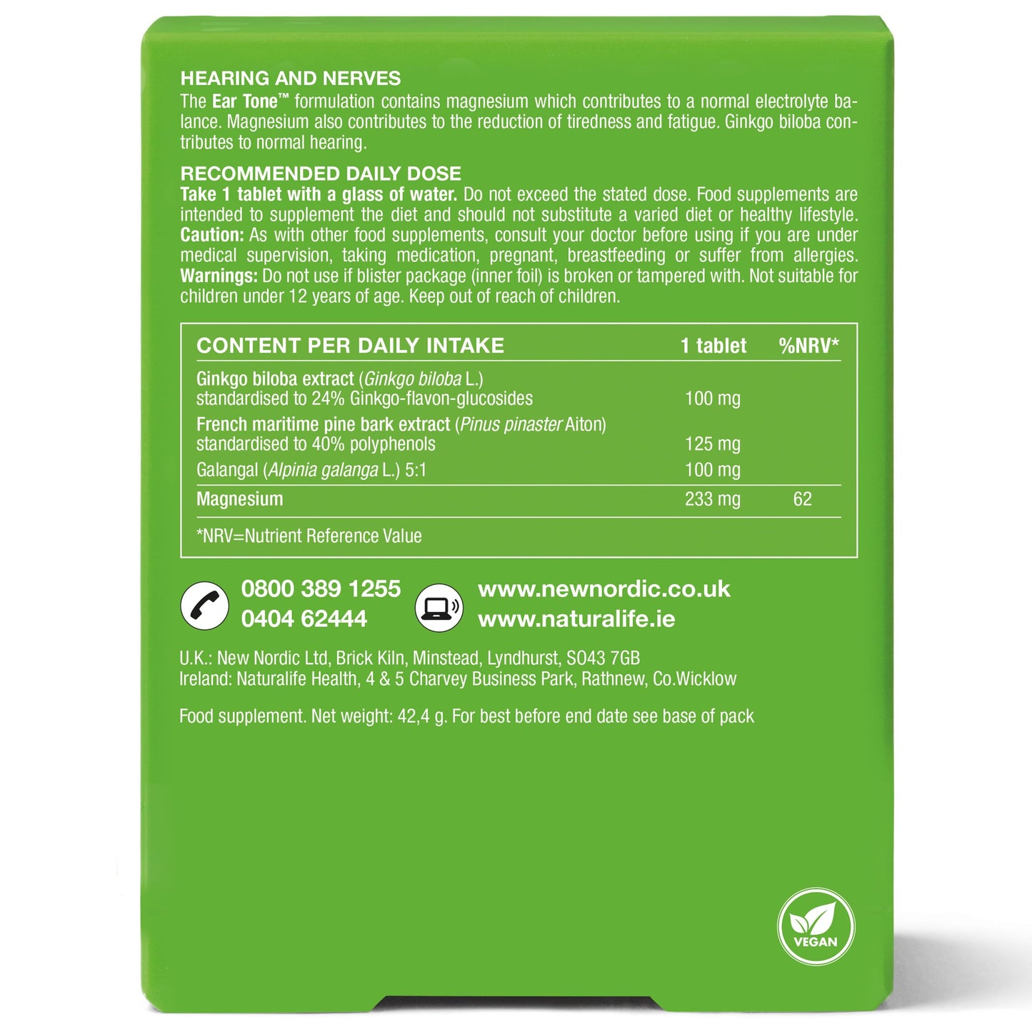 New Nordic Ltd New Nordic Ear Tone Hearing Support, Ginkgo Biloba Pine Bark Magnesium 30ct