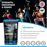 Vitamin B Complex - 120 High Strength Tablets - All 8 B Vitamins B1 - B2 - B3 - B5 - B6 - B12, Biotin, Folic Acid - Reduction of Tiredness & Fatigue PROELITE