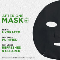 Garnier Pure Charcoal And Black Tea Sheet Mask, Purifying And Hydrating Face Mask With Hyaluronic Acid, LHA & Black Tea Extract, Mattifies Shine Prone Skin, Biodegradable & Vegan Tissue 28g