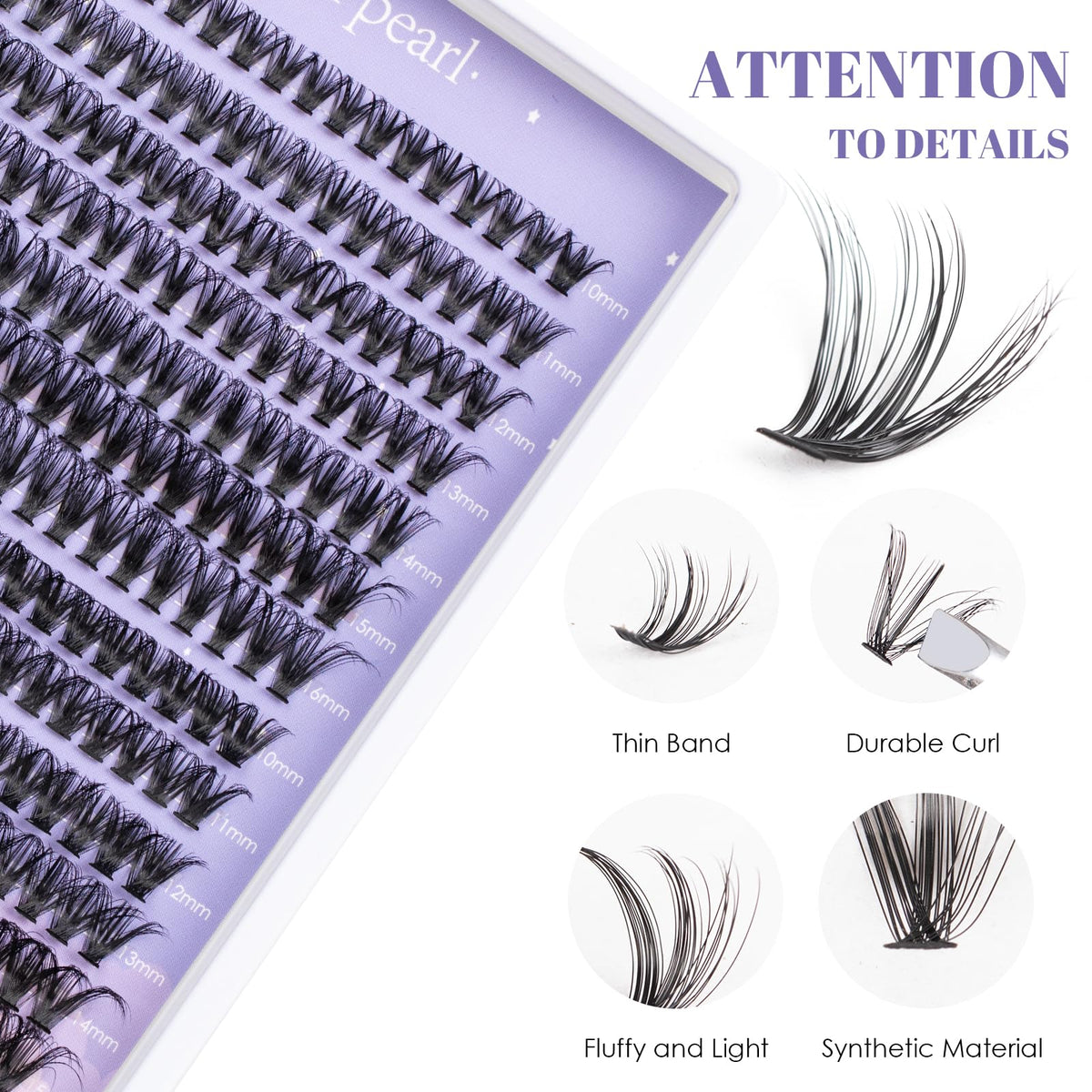ocean pearl Ocean Pearl 280 PCS Individual Eyelashes 40D 50D Cluster Lashes 10-16mm Lash Clusters Natural Lashes Fluffy Lash Extension Clusters C Curl D Curl Eyelash Clusters DIY Lash Extensions-40D+50D