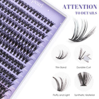 ocean pearl Ocean Pearl 280 PCS Individual Eyelashes 40D 50D Cluster Lashes 10-16mm Lash Clusters Natural Lashes Fluffy Lash Extension Clusters C Curl D Curl Eyelash Clusters DIY Lash Extensions-40D+50D