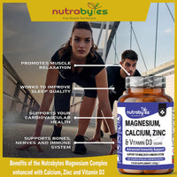 Magnesium Calcium Zinc & Vitamin D3 Vegan Supplement, Advanced Immunity Support, High Strength Vitamin D3, Strong Bones & Teeth, Muscle Recovery, Sleep Better, 180 Vegan Capsules-6 Months Supply - UK