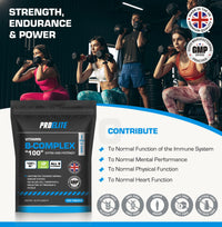 Vitamin B Complex - 365 High Strength Tablets (1 Year Supply) - All 8 B Vitamins B1 - B2 - B3 - B5 - B6 - B12, Biotin, Folic Acid - Reduction of Tiredness & Fatigue PROELITE