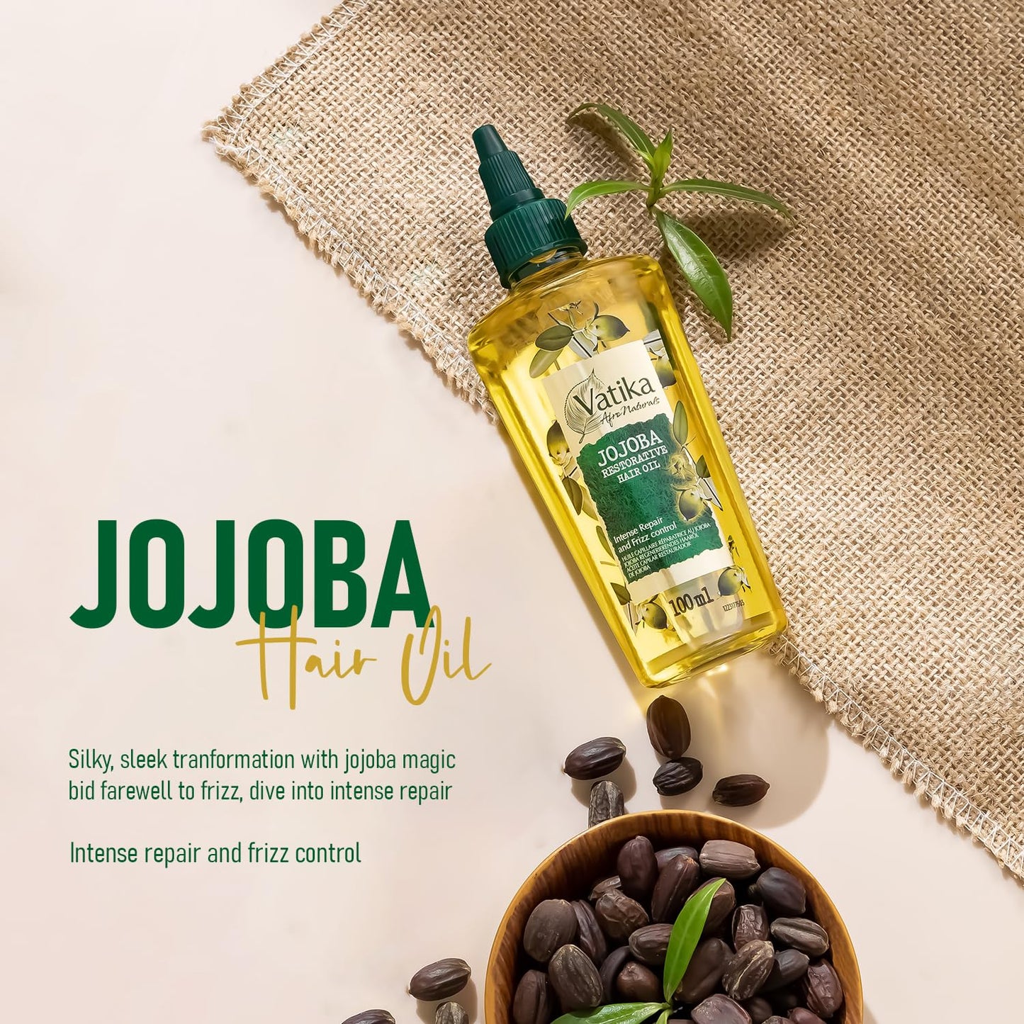 Vatika Naturals Vatika Afro Naturals Jojoba Restorative Hair Oil -100 ml | For Intense Hair Repair & Frizz Control | Nourishing Care For Smooth, Healthy Hair