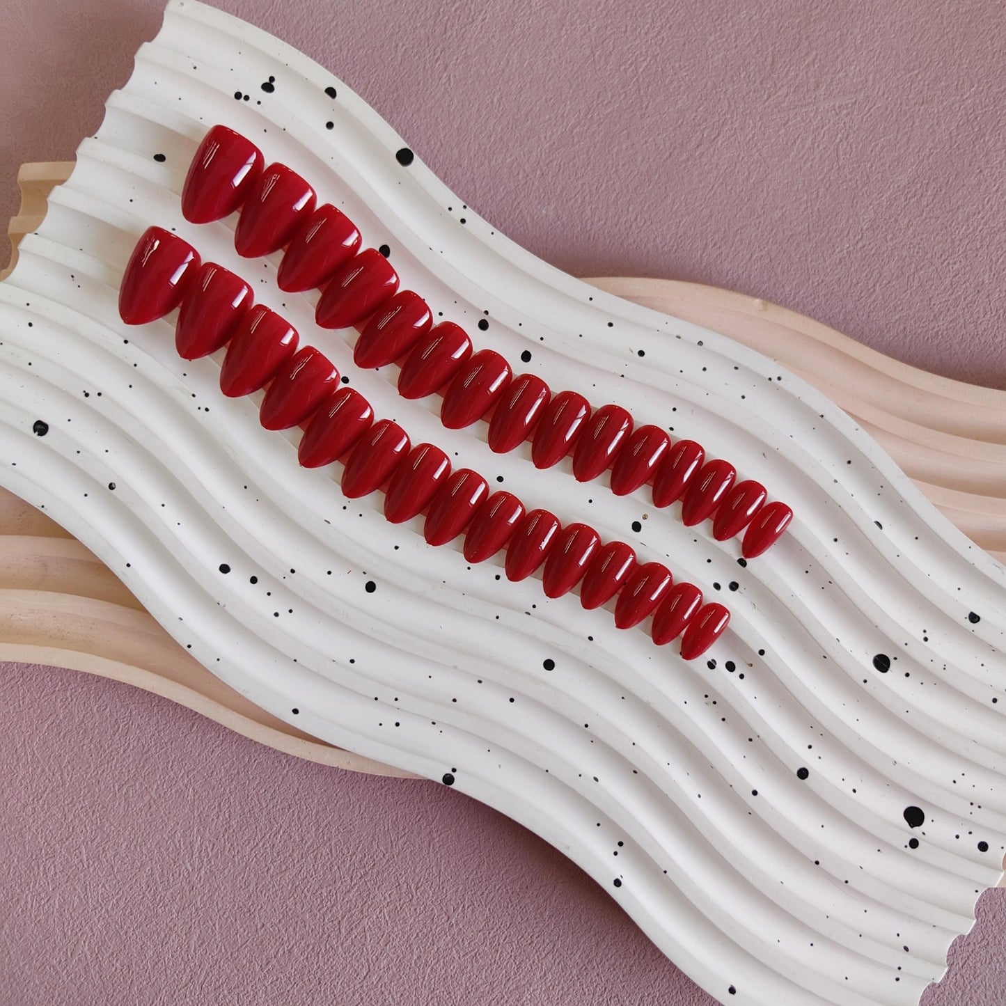 Christmas Red Press on Nails Short Almond Shaped, SXVME 30 Pcs Thick Short Fake Nails Press on Natural Acrylic False Nails Custom Solid Color Glue on Nails Medium Natural Fit Stick on Nails For Women