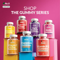 Biotin Hair Gummies 10,000mcg - 90 Vegan Gummies - Delicious Strawberry Flavour - Chewable Vitamin B7 Hair Vitamins - Gelatine Free - Made in the UK - Nu U Nutrition