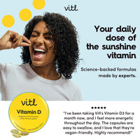 VITL Vitl Vitamin D3 | Supports the Immune System, Bones & Joints, Teeth, Muscles & Heart | High-Strength 1000 IU Formula | Easy-to-Swallow Softgels | Vegan Friendly | Pocket Tin (30)