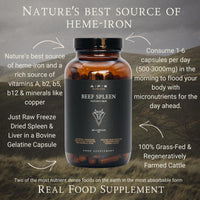 A | P | E APE Nutrition Grass Fed Beef Spleen Supplement | Natural Source of Iron, Supports Immunity, Energy & Wellbeing | 180 Capsules
