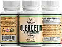 Double Wood Supplements Double Wood Quercetin 1000mg with Bromelain 200mg – 90 Vegan Capsules (30 Day Supply) – Immune Support, Antioxidant, Respiratory, Mucus & Allergy Relief – Non-GMO, UK Made