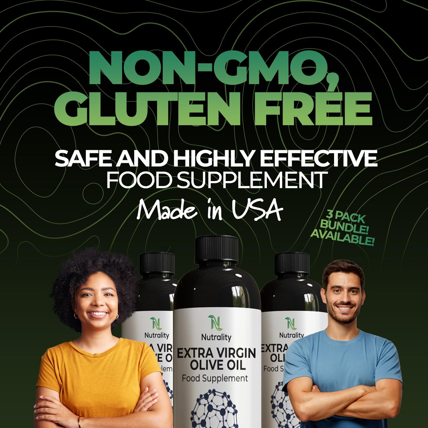 Nutrality Carbon 60 Olive Oil Food Supplement | 99.9% Solvent-Free Pure Formula | For Men & Women | 140ml | 3 Pack Bundle