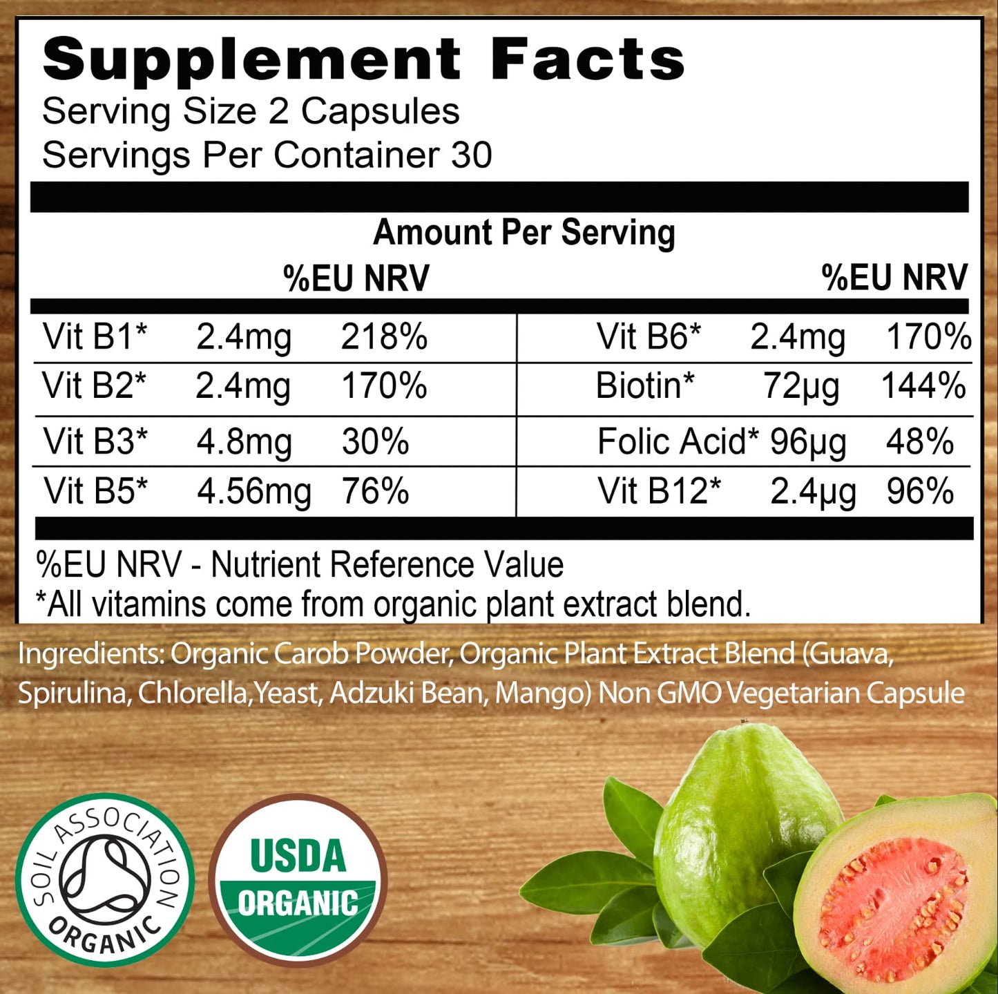 Organic Vitamin B Complex from Whole Foods - Blend of All 8 B Vitamins per Capsule - Vegan - 60 Capsules