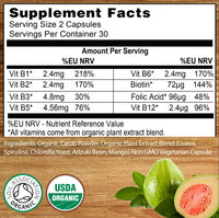 Organic Vitamin B Complex from Whole Foods - Blend of All 8 B Vitamins per Capsule - Vegan - 60 Capsules