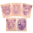 Stencil Skins Pre-Printed Tattoo Practice Skins - 5 Pack | Pre-Printed Designs | Big Cat Set | Premium 3mm Thick | Fake Skin