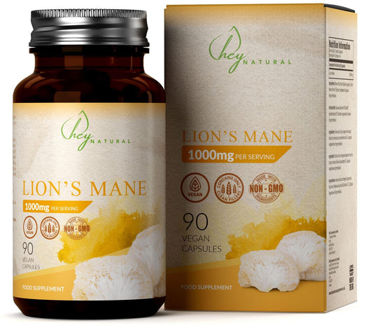 HN Lions Mane | 90 Lions Mane Capsules 1000mg per Serving - High Strength Lions Mane Supplement Mushroom Complex | Lion's Mane Mushroom Supplement | Non-GMO, Gluten & Allergen Free | Made in the UK