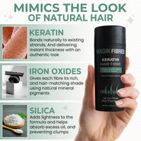 Magik Fibres Hair Fibres for Men and Women, Premium Keratin Hairline Powder for Thinning Hair, Adds Instant Volume for a Natural Look, Sweat Resistant, No Clumps, 27.5g Bottle (Medium Brown)