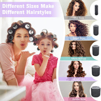 BELICOO 60 PCS Hair Rollers with Clips, 5 Sizes(60/48/36/25/15mm) Hair Curlers Rollers with 28 Metal Clips, Perfect for Long Medium Short Thick Hair (Black)